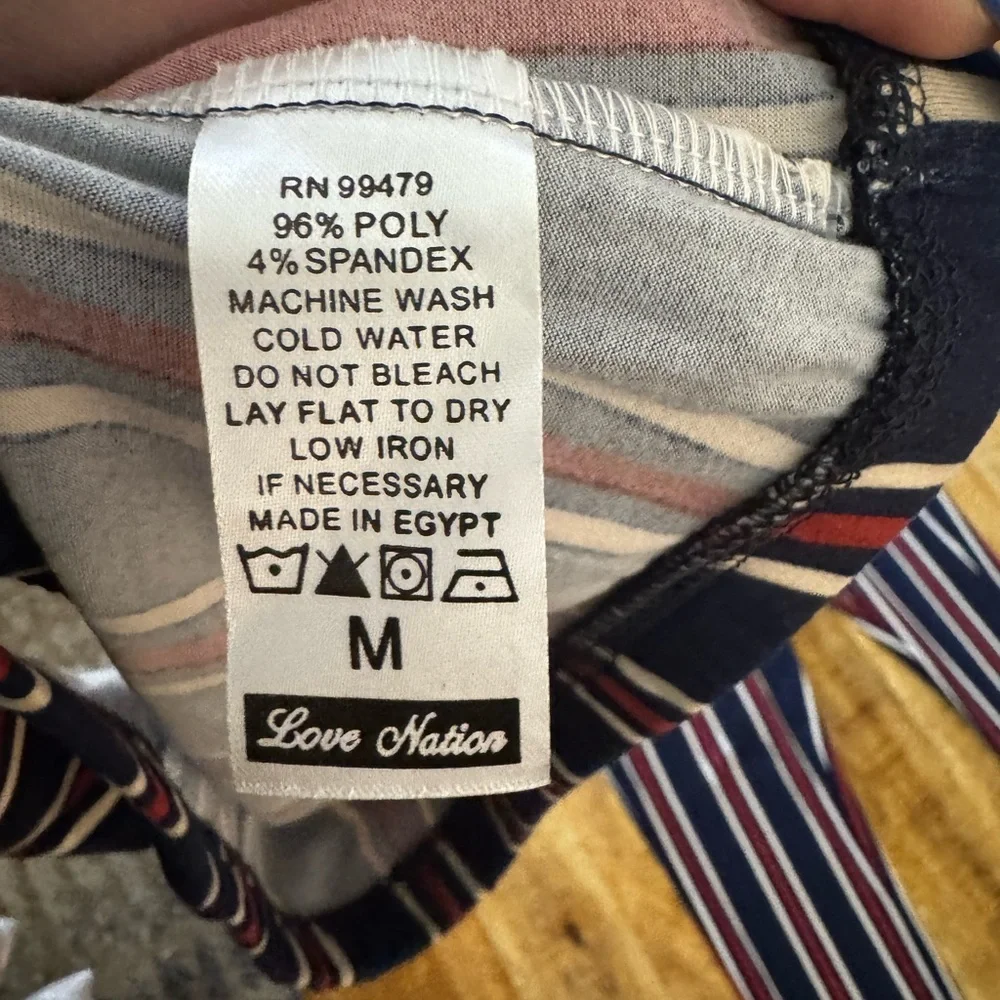 Love Nation Striped Set in Navy and Red- tube top bandeau, leggings & duster NWT - Picture 2 of 6